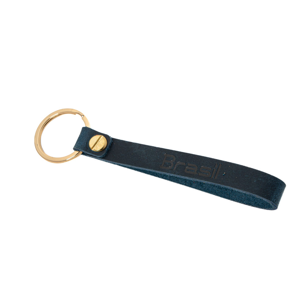 Stylish Leather Green Strap Keychain with Brazil Name