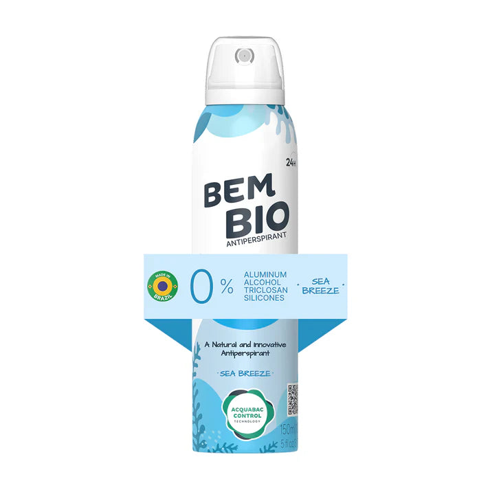 Bem Bio Sea Breeze Biotranspirant Deodorant Natural, Aluminum-Free, Vegan, 24-Hour Protection, 150ml (5.07 fl oz)