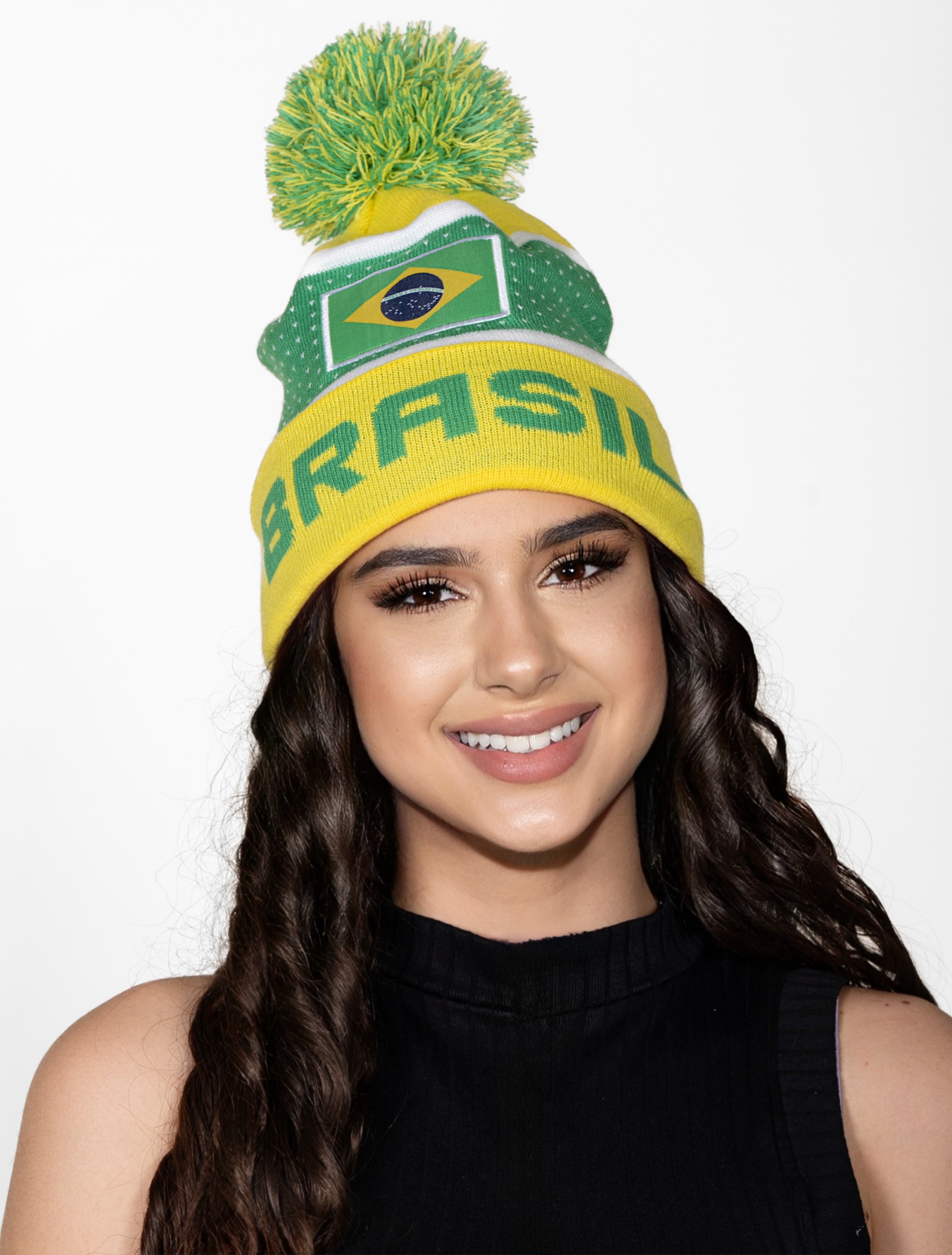 Brazil Flag Yellow Beanie - Warm, Stylish, and Patriotic Accessory