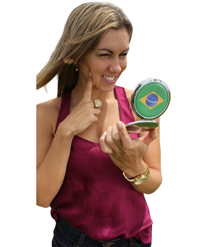 Brazilian Flair Compact Mirror - Vibrant Brazil Flag Design