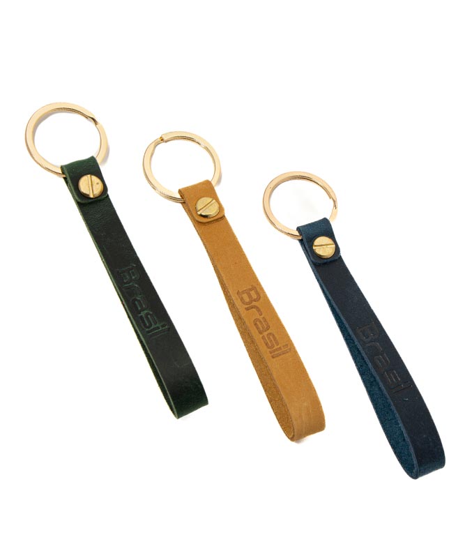 Stylish Leather Blue Strap Keychain – Brazil Name Embossed