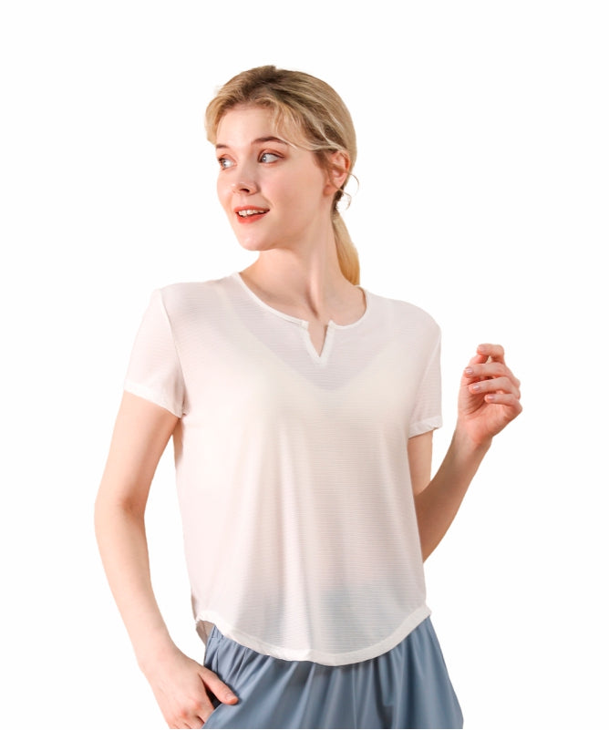 Women's Brasília V-Neck Yoga Blouse – Short Sleeve, Comfortable & Stylish for Physical Activities | REF: 1150
