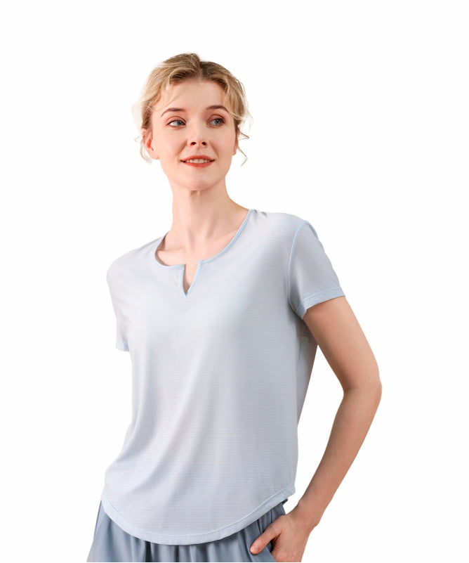 Women's Brasília V-Neck Yoga Blouse – Short Sleeve, Comfortable & Stylish for Physical Activities | REF: 1150