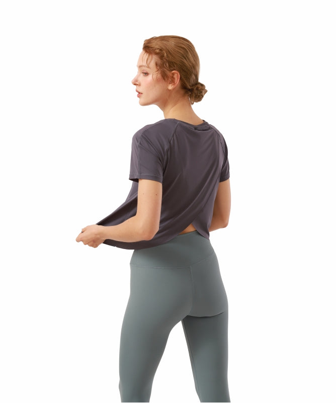 Women's Floripa Short-Sleeve Yoga Blouse – Lightweight & Comfortable with Back Overlap | REF: 1044