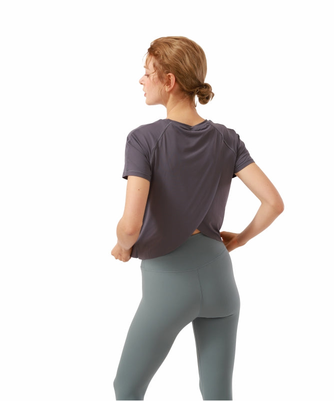 Women's Floripa Short-Sleeve Yoga Blouse – Lightweight & Comfortable with Back Overlap | REF: 1044