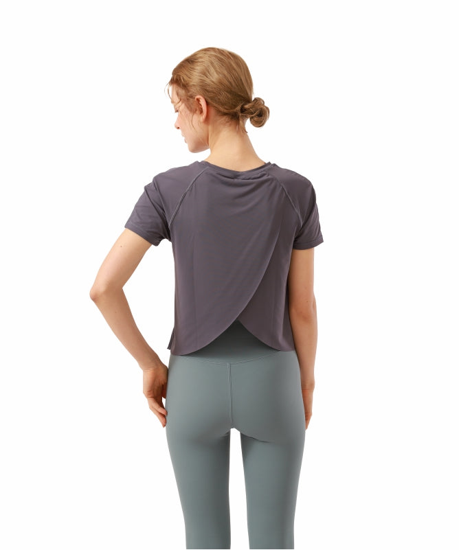 Women's Floripa Short-Sleeve Yoga Blouse – Lightweight & Comfortable with Back Overlap | REF: 1044