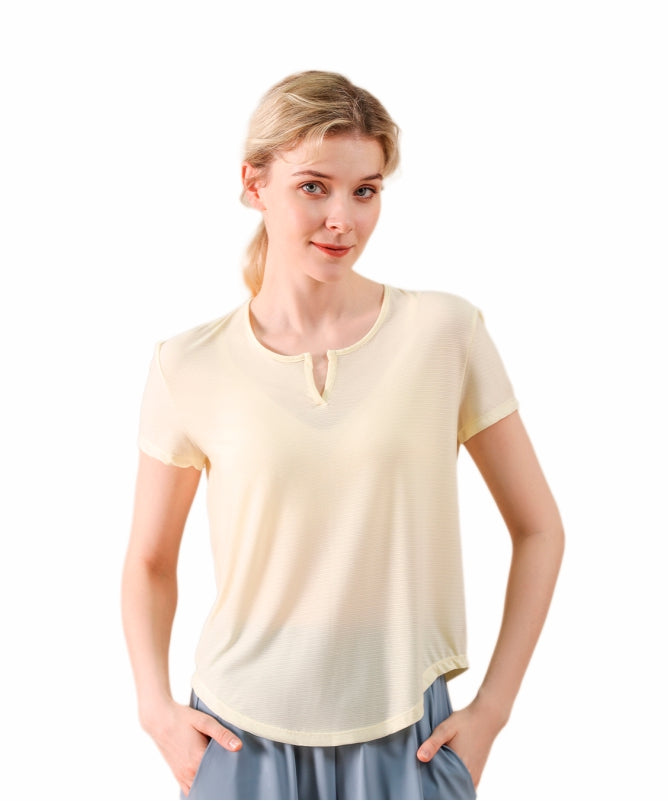 Women's Brasília V-Neck Yoga Blouse – Short Sleeve, Comfortable & Stylish for Physical Activities | REF: 1150