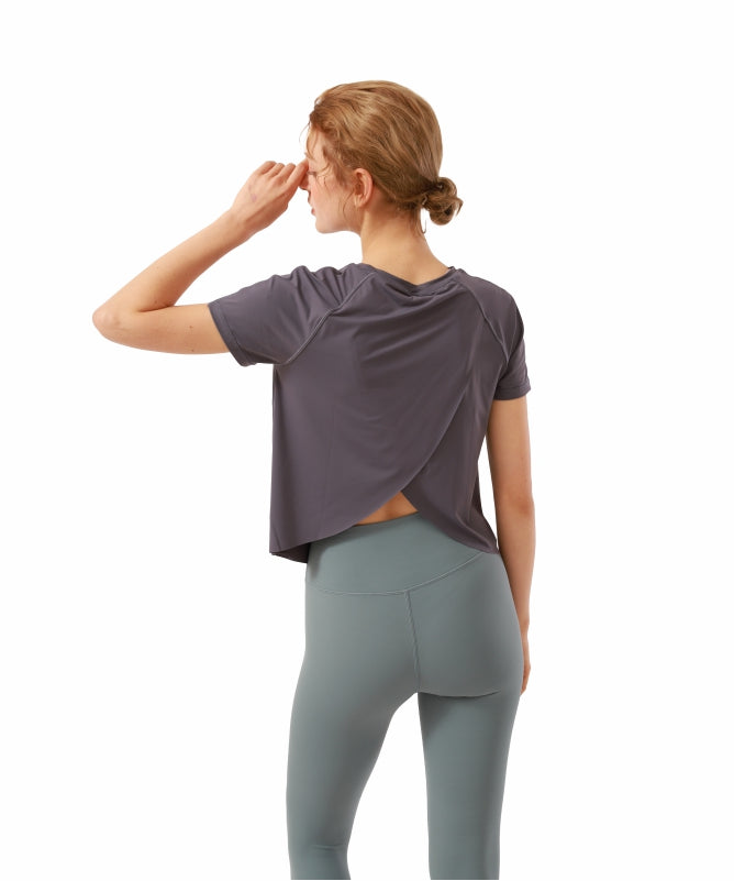 Women's Floripa Short-Sleeve Yoga Blouse – Lightweight & Comfortable with Back Overlap | REF: 1044