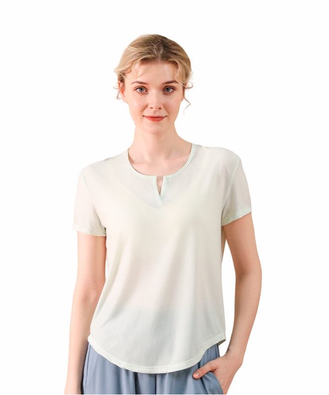 Women's Brasília V-Neck Yoga Blouse – Short Sleeve, Comfortable & Stylish for Physical Activities | REF: 1150
