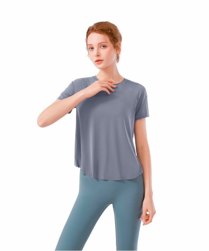 Women's Floripa Short-Sleeve Yoga Blouse – Lightweight & Comfortable with Back Overlap | REF: 1044