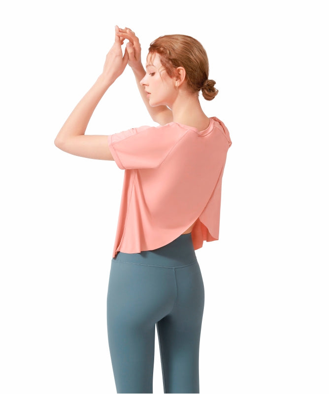 Women's Floripa Short-Sleeve Yoga Blouse – Lightweight & Comfortable with Back Overlap | REF: 1044