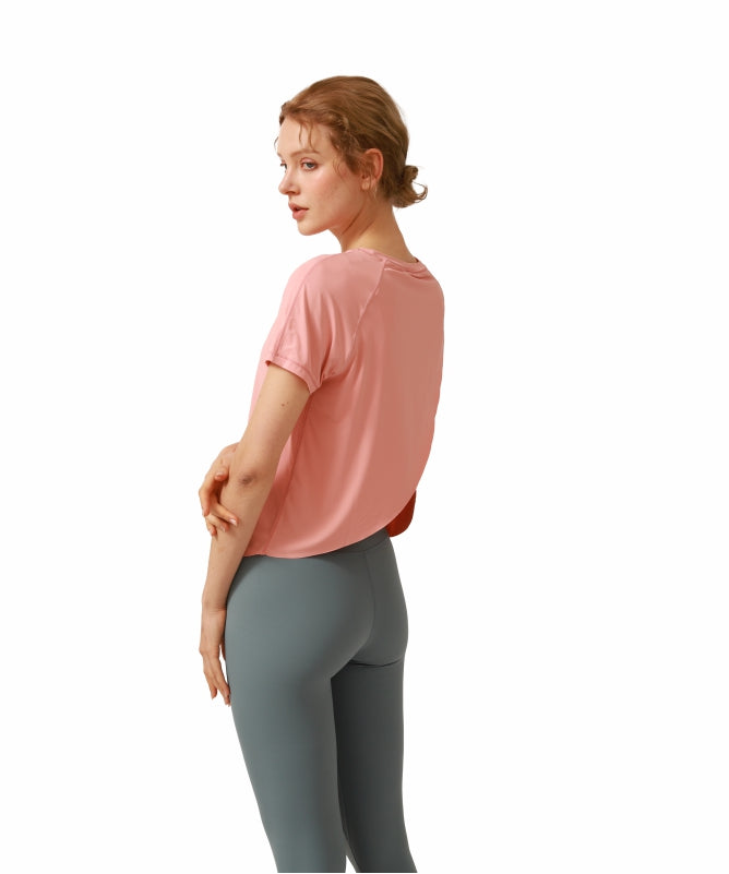 Women's Floripa Short-Sleeve Yoga Blouse – Lightweight & Comfortable with Back Overlap | REF: 1044