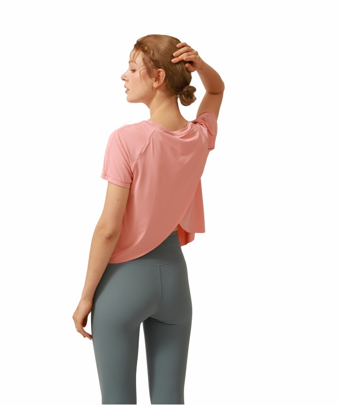 Women's Floripa Short-Sleeve Yoga Blouse – Lightweight & Comfortable with Back Overlap | REF: 1044