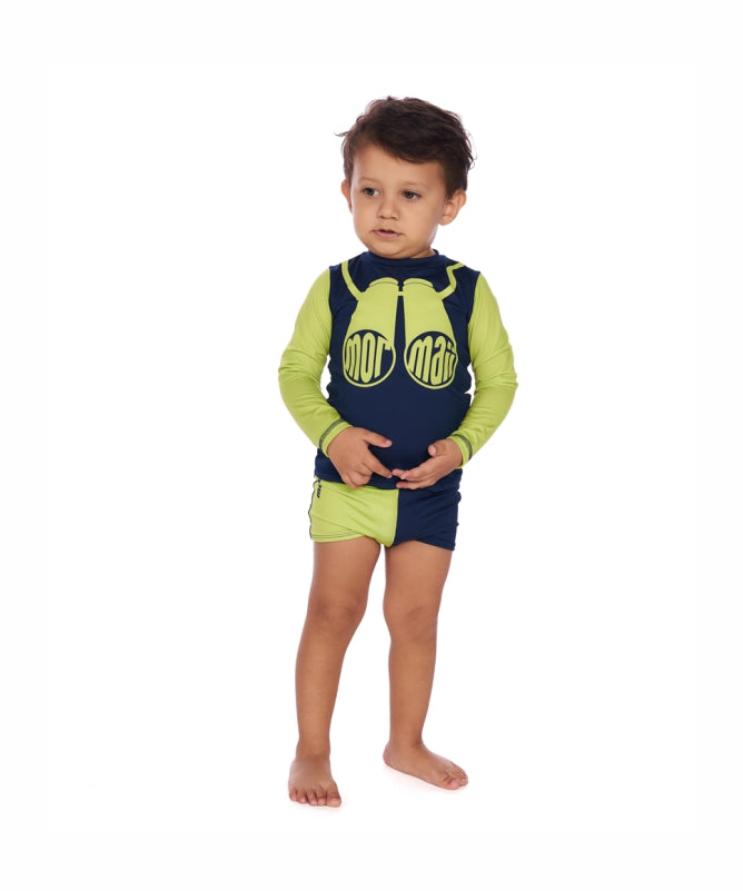 Baby Boy Rash Guard 1-3 Years – Contrasting Long Sleeve UV50+ | Mormaii REF: 8128