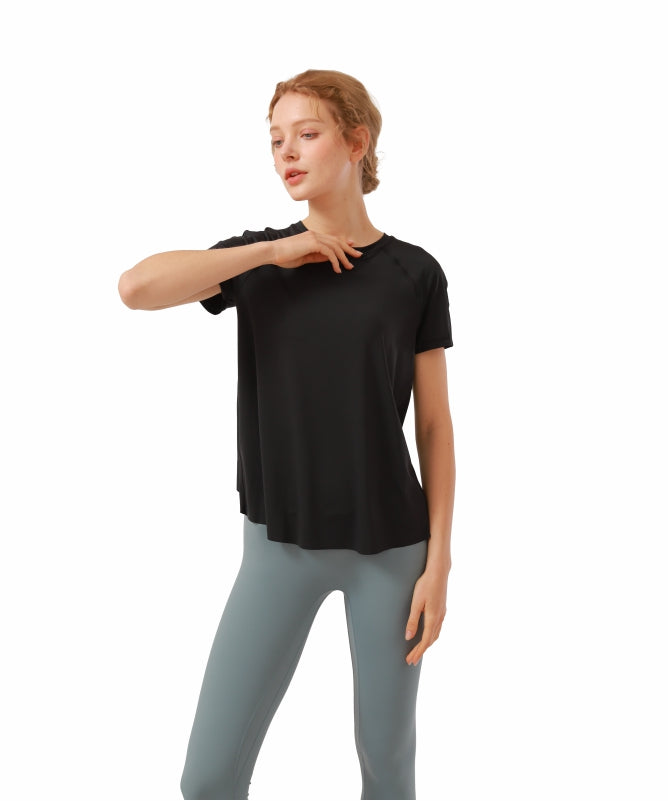 Women's Floripa Short-Sleeve Yoga Blouse – Lightweight & Comfortable with Back Overlap | REF: 1044