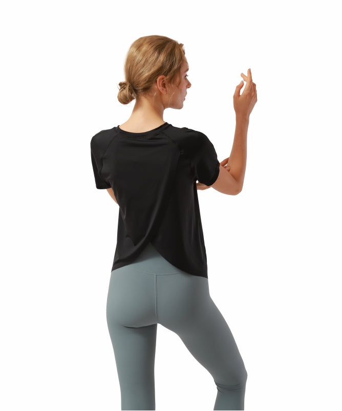 Women's Floripa Short-Sleeve Yoga Blouse – Lightweight & Comfortable with Back Overlap | REF: 1044