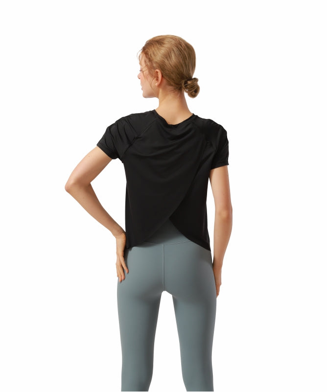 Women's Floripa Short-Sleeve Yoga Blouse – Lightweight & Comfortable with Back Overlap | REF: 1044