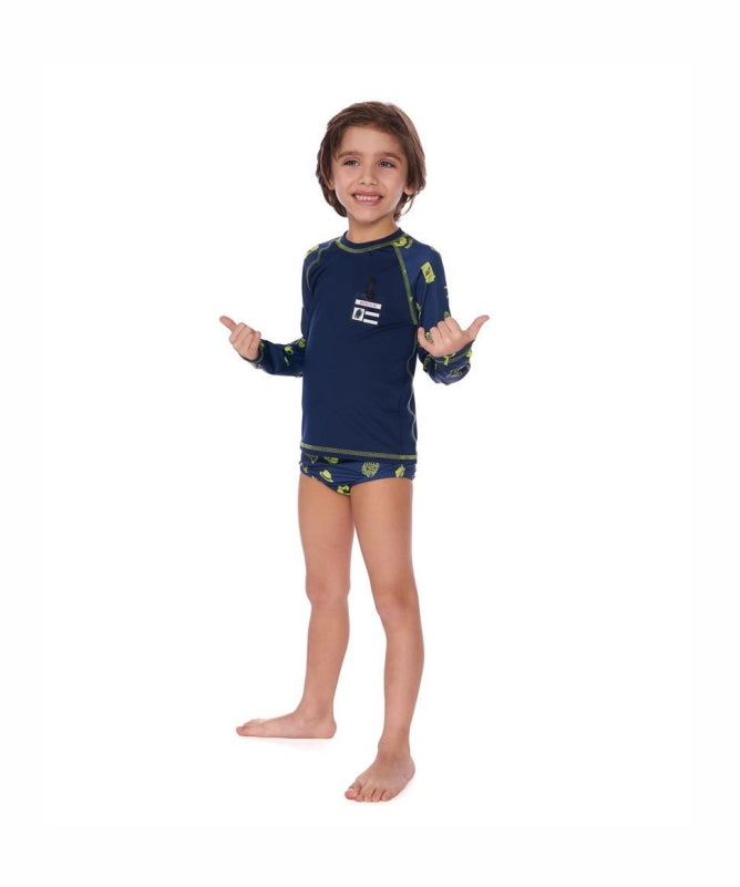 Boys' Long Sleeve Rash Guard Mormaii UV 50+ Ages 4-10, Patch Pocket- REF: 83212