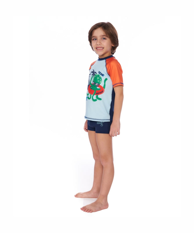 Boys Short Sleeve Rash Guard Mormaii UV 50+ Ages 4-10, Colorful- REF: 83215