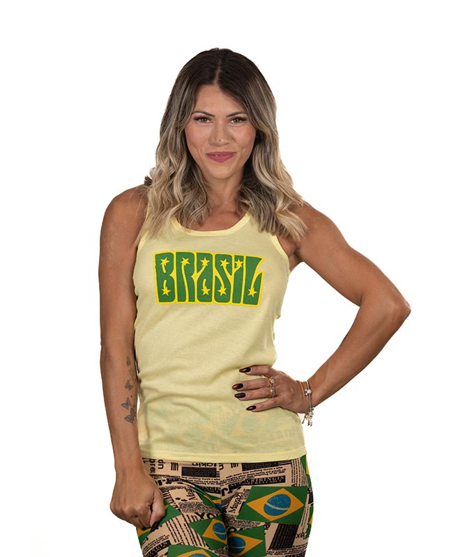Brazil Yellow Lycra Tank Top - Stylish and Patriotic Women's Wear