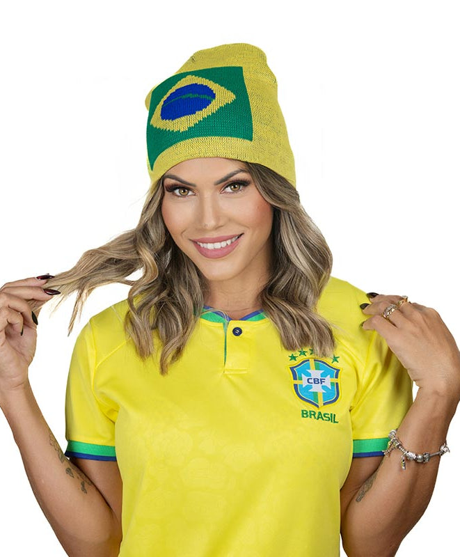 Brazil Flag Yellow Beanie - Warm, Stylish, and Patriotic Accessory