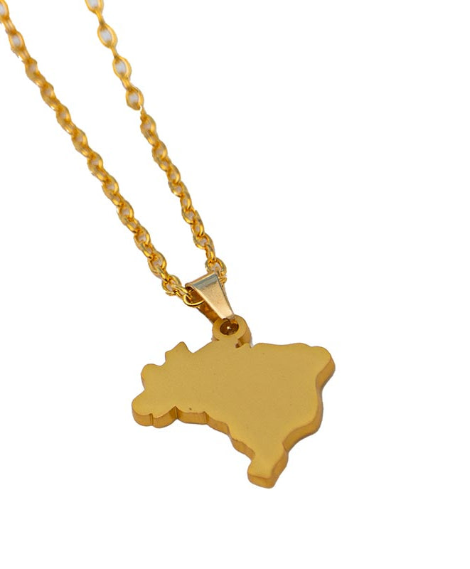 Brazil Map Jewelry Gold