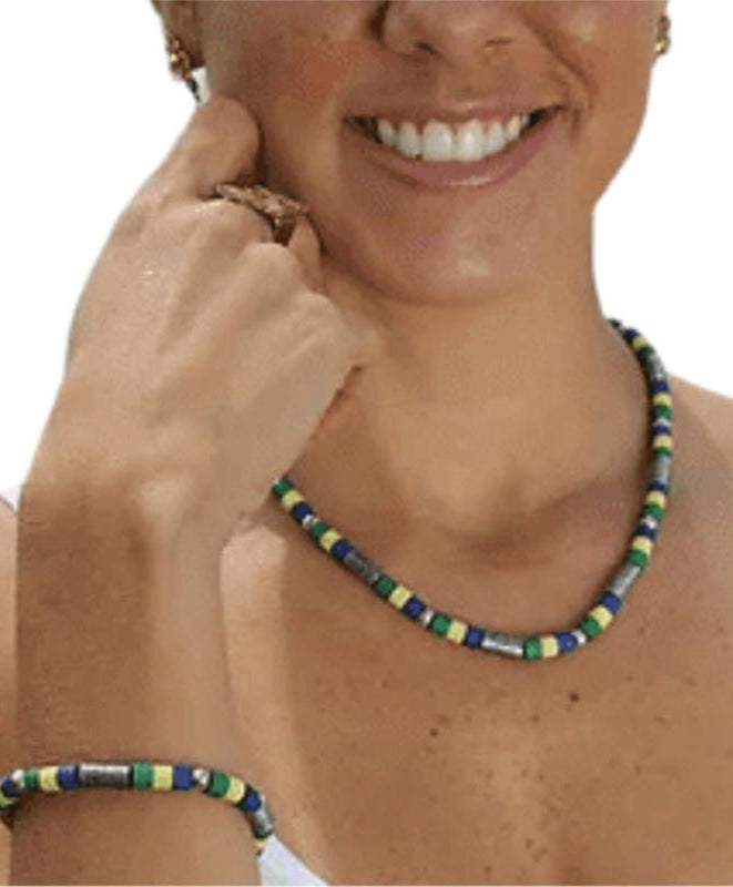 Brazilian Flag Colored Bracelet and Necklace Set - Show Your Love for Brazil!