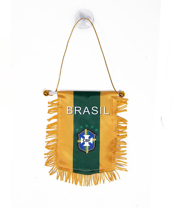 Brazil Soccer Flag Car Mini Banner - Show Your Support on the Go!
