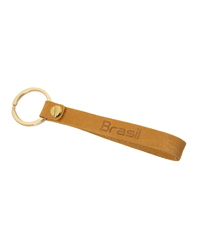 Stylish Leather Yellow Strap Keychain with Brazil Name