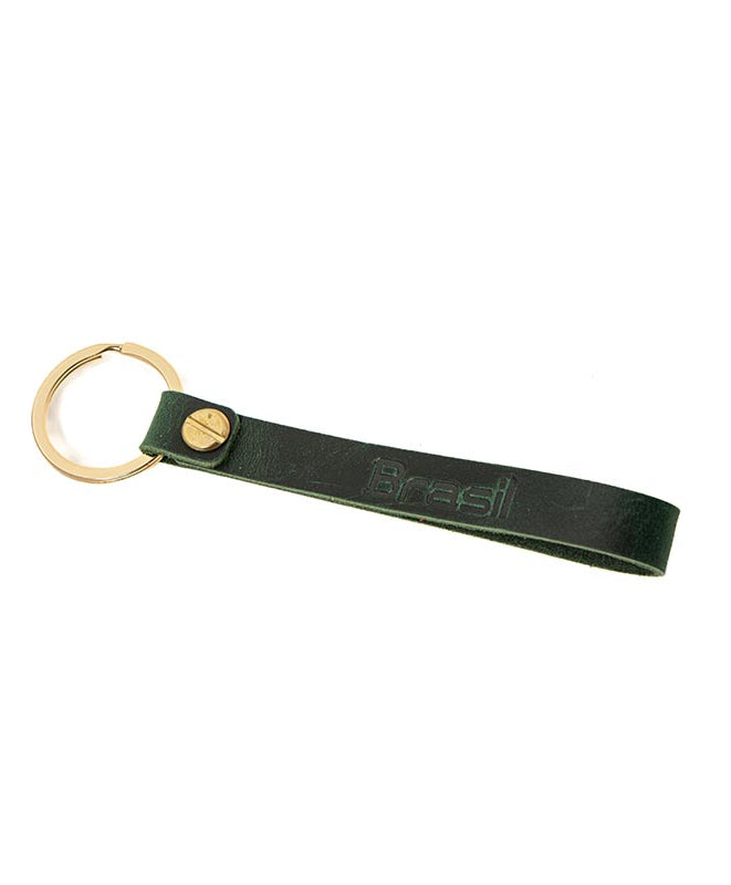 Stylish Leather Green Strap Keychain with Brazil Name