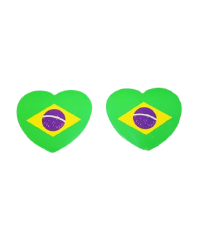 Brazil Flag Heart Stickers - Set of 2 Stickers