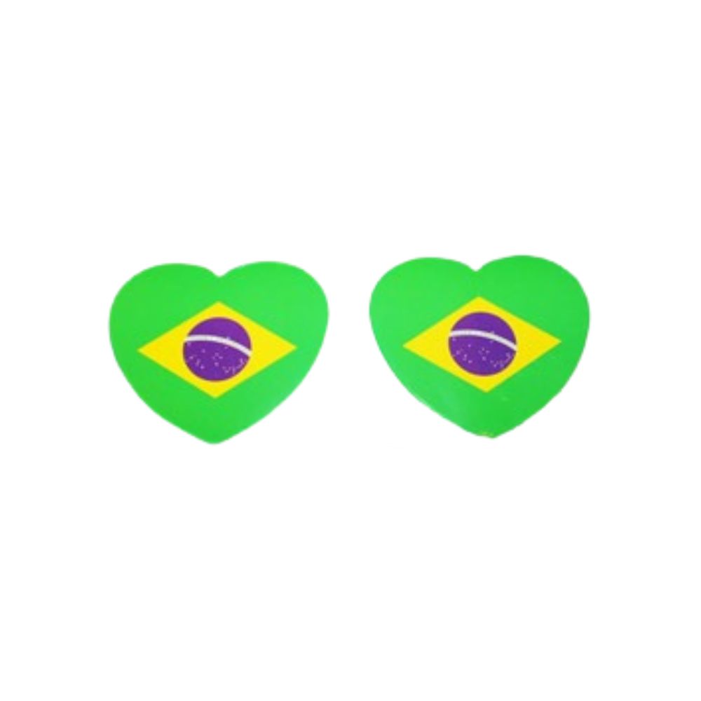Brazil Flag Heart Stickers - Set of 2 Stickers