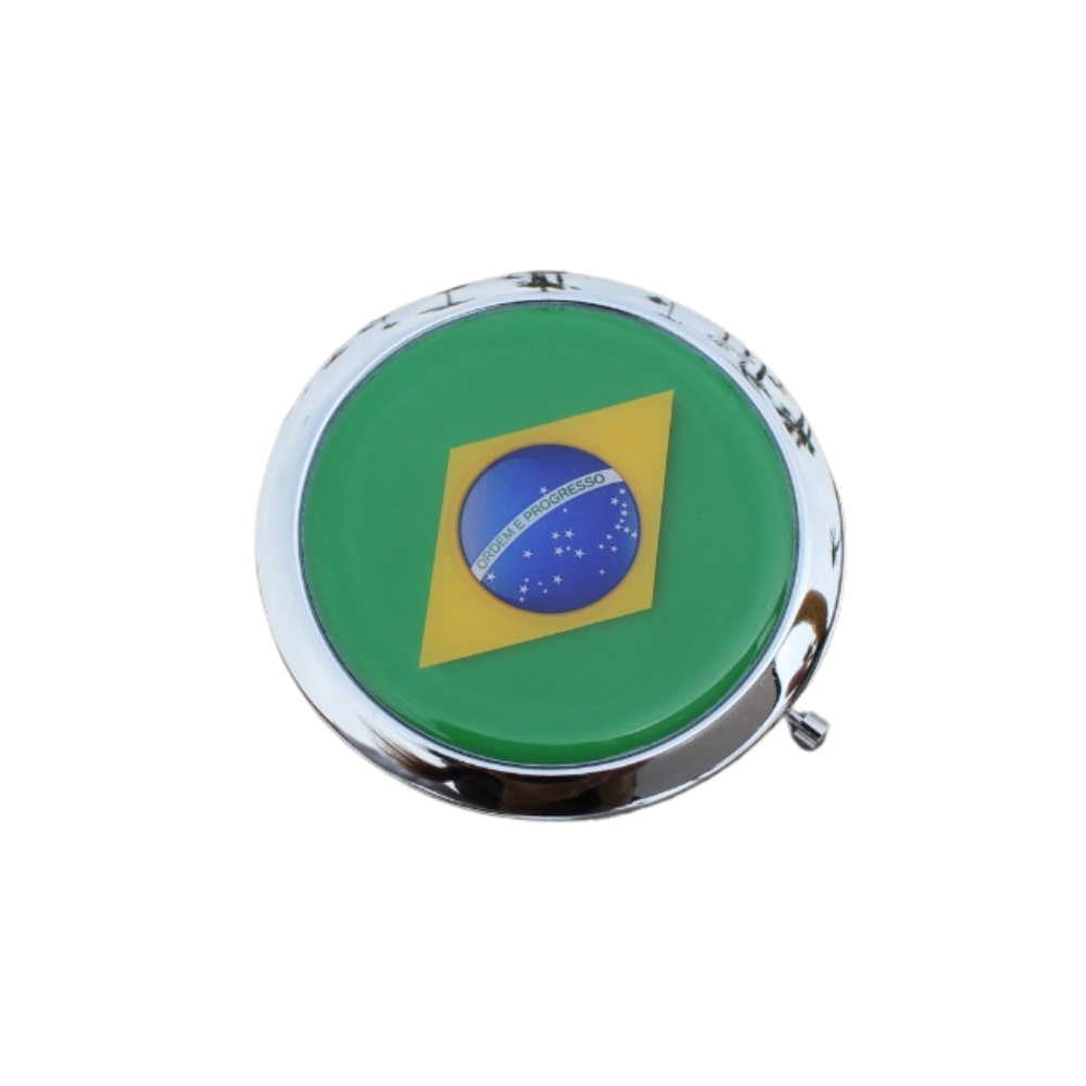 Brazilian Flair Compact Mirror - Vibrant Brazil Flag Design